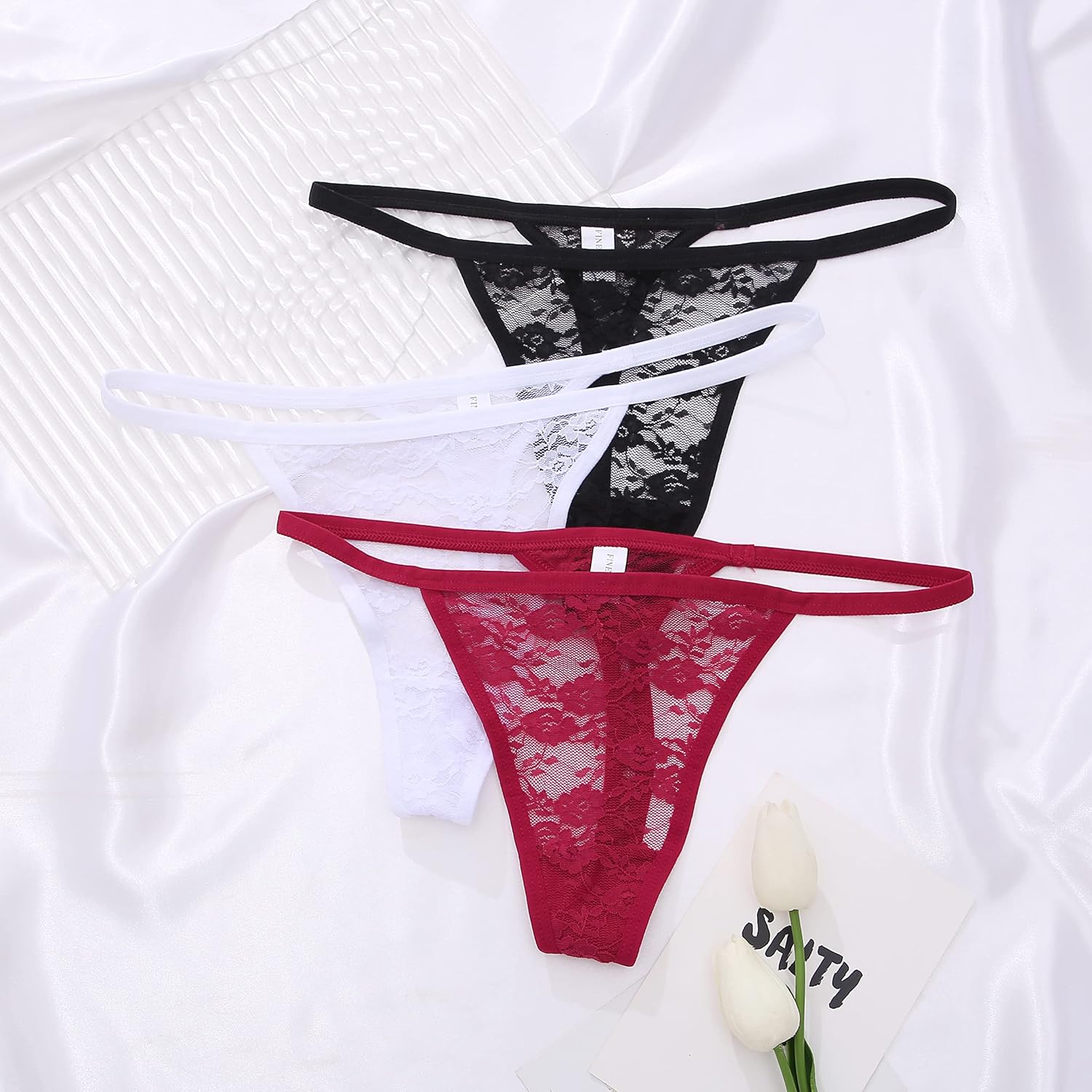 Detalle 2 de FINETOO 10er Pack Spitze Strings Tangas