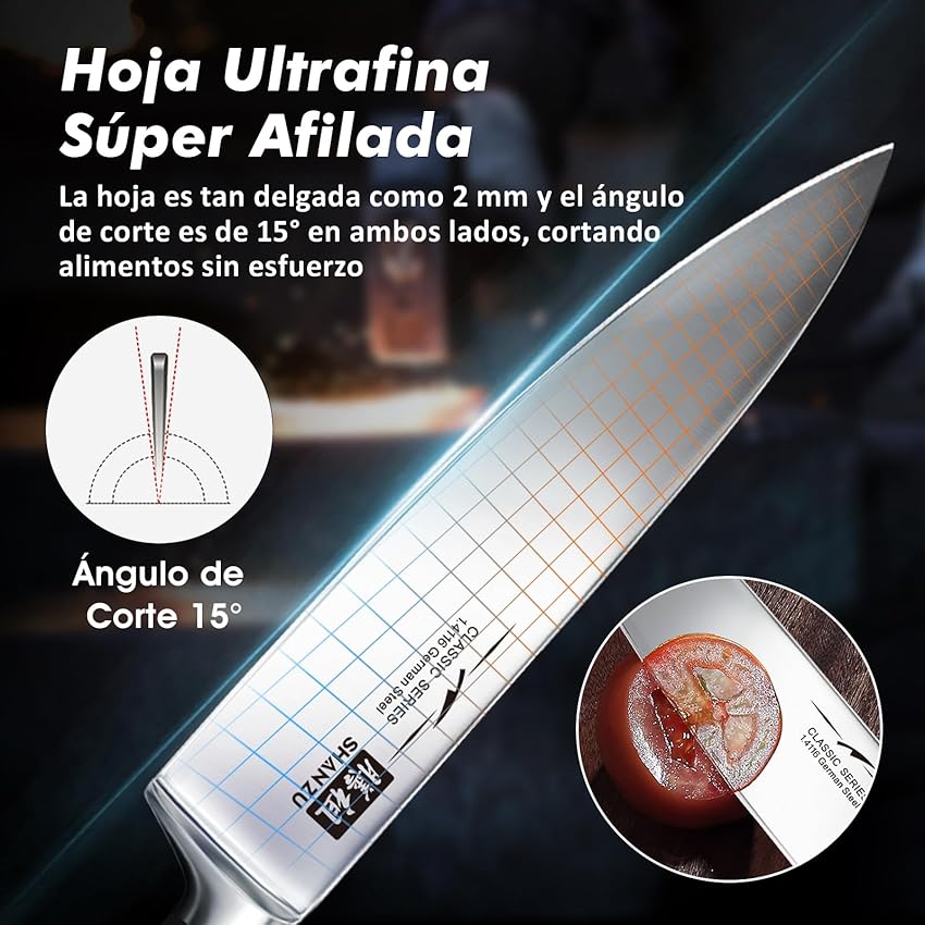 Thumbnail 2 de SHAN ZU Juego de 3 Cuchillos de Cocina 🗡️ Completo