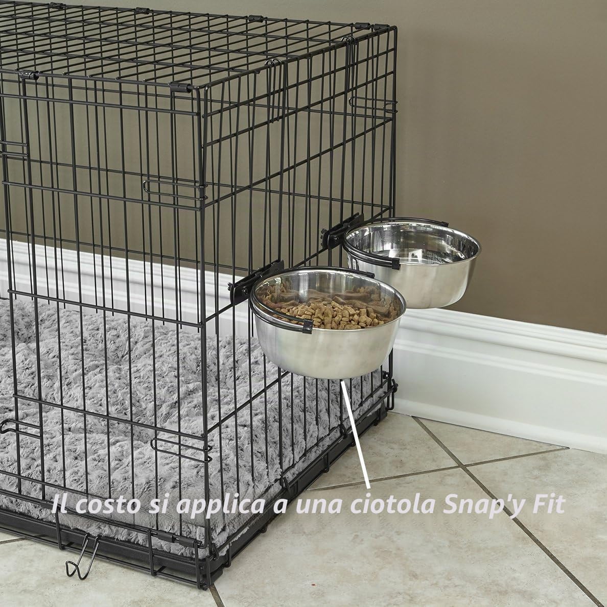 Detalle de MidWest Homes for Pets Snap'y Fit: Ciotola in acciaio inox da 1,8 L per gabbie in rete