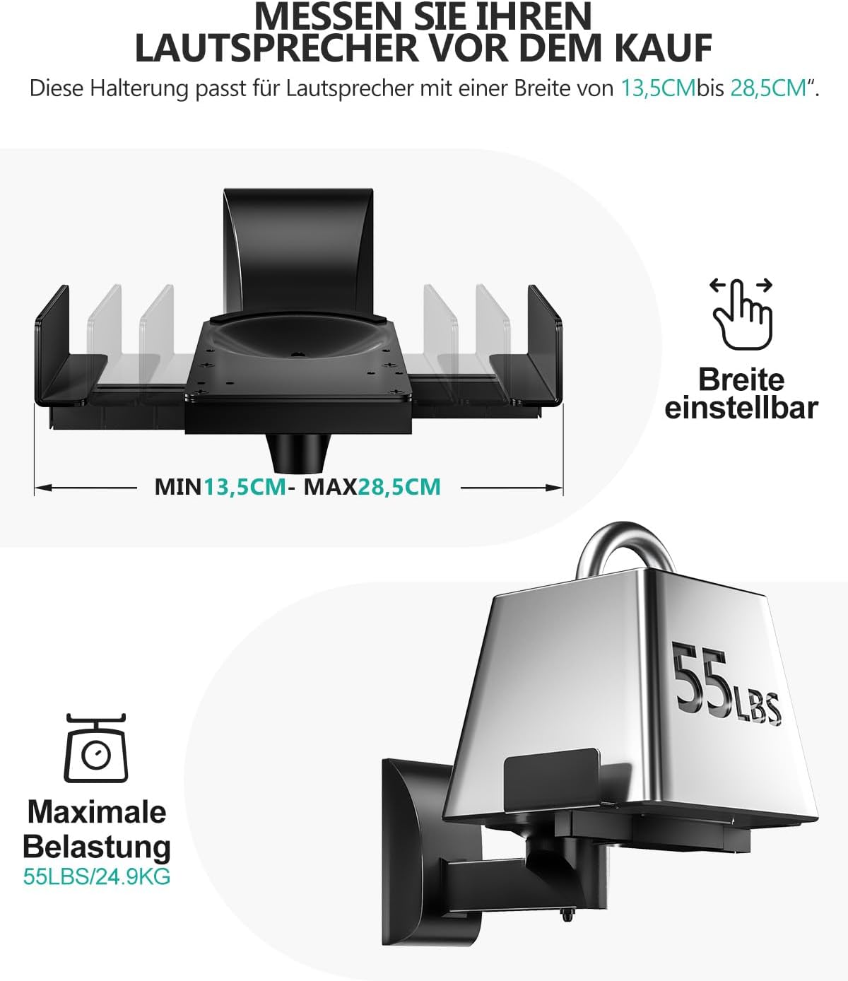 Thumbnail 1 de WALI SWM201 Lautsprecherhalterung für 25 kg, schwarz