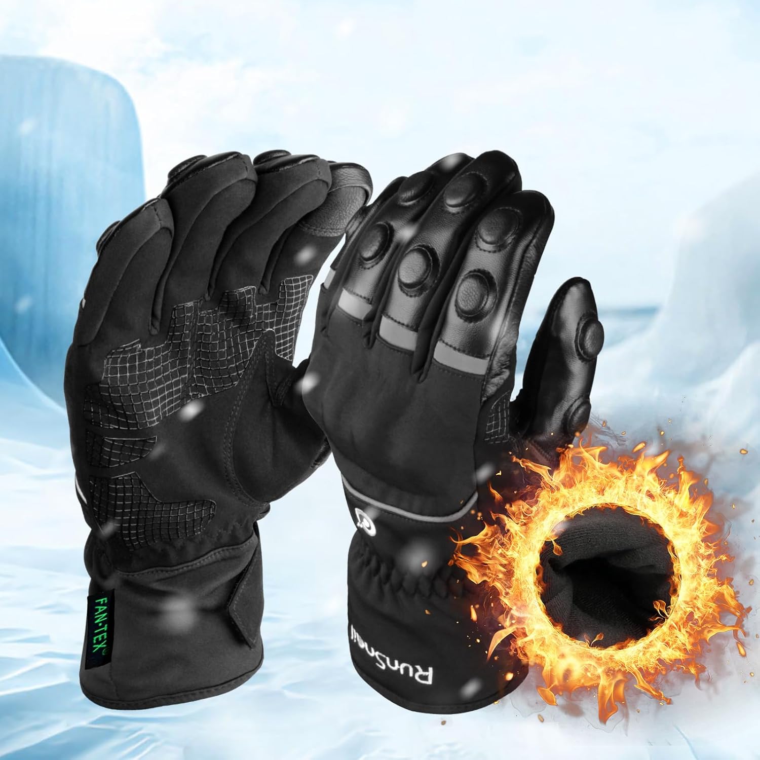 Detalle 1 de 2KP CE Guantes de Moto Invierno con Protección