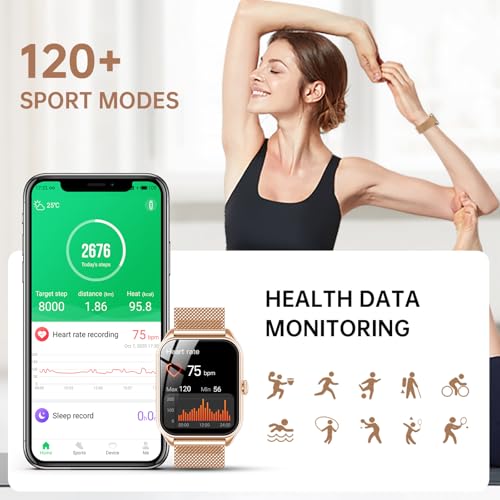 Detalle 2 de Taopodo JX637 Damen-Smartwatch mit Telefonfunktion – 1,83" Touchscreen, 120+ Sportmodi, IP68, Roségold