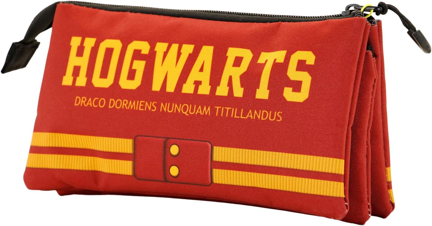 Thumbnail 1 de Dreifach-Federmäppchen Gryffindor (weinrot) – rechteckig, 3 Fächer mit Reißverschluss