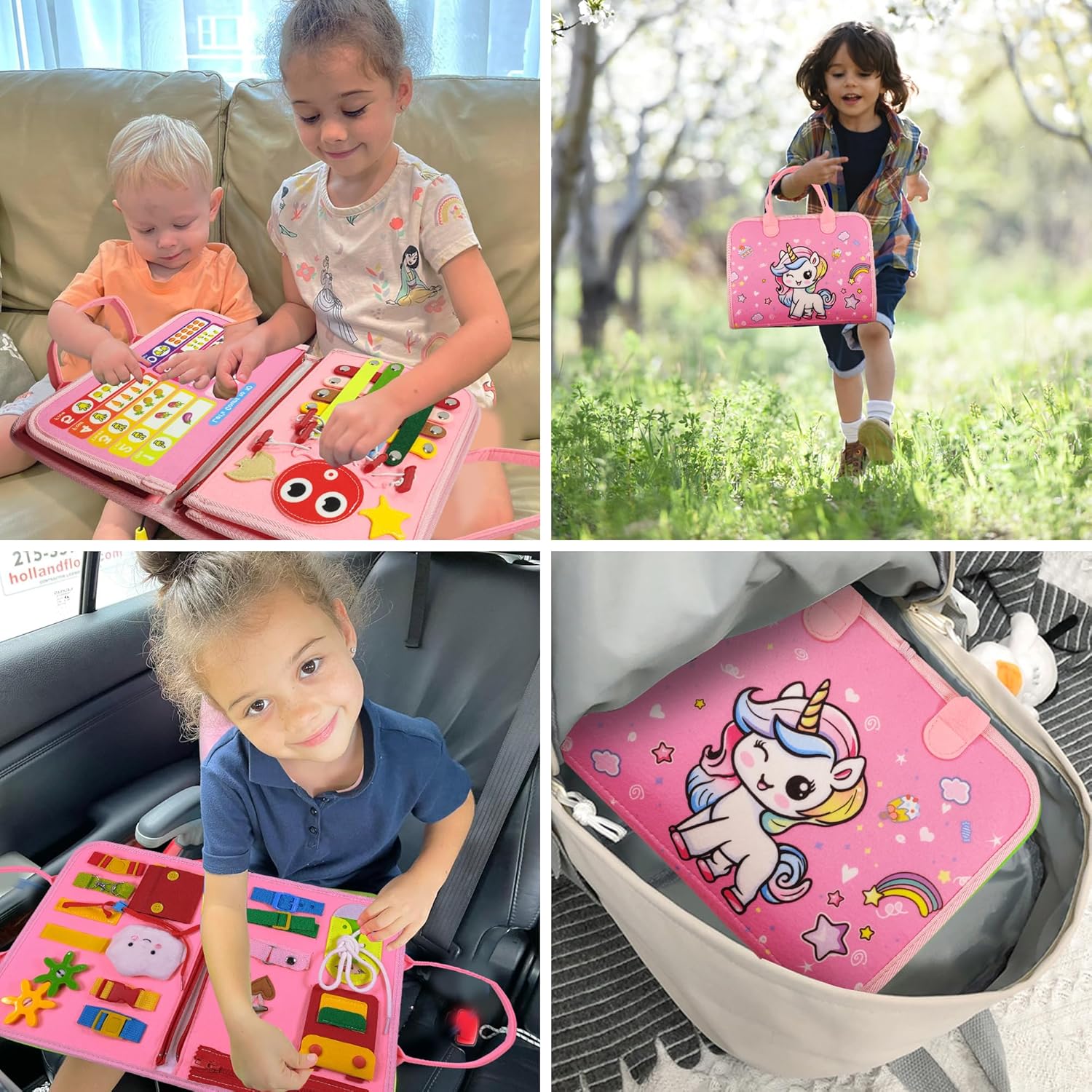 Detalle de LearnToy Montessori Busy Board for Girls (3–5 Years): An Engaging Travel-Friendly Learning Toy