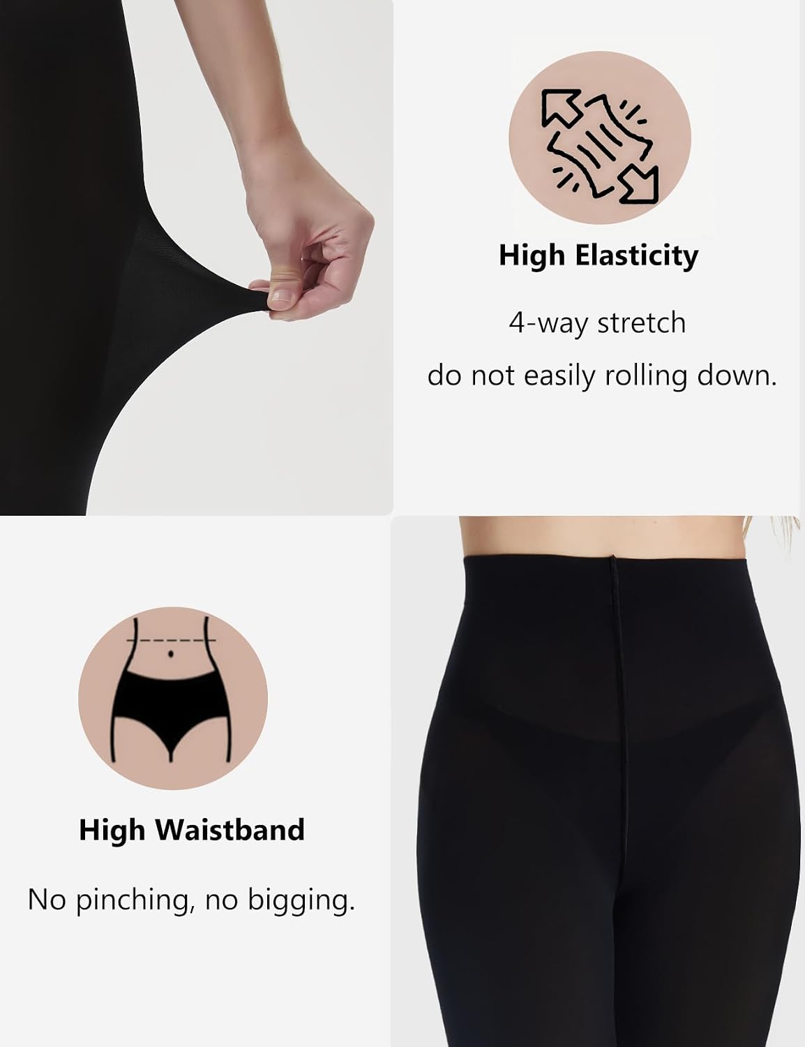 Detalle de DUCMODA konvertibla danstights för kvinnor och flickor, halvtransparenta och mjuka