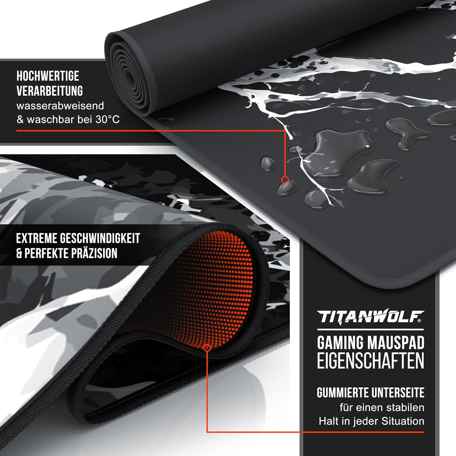 Detalle de TITANWOLF XXL Speed Mauspad 900 x 400mm