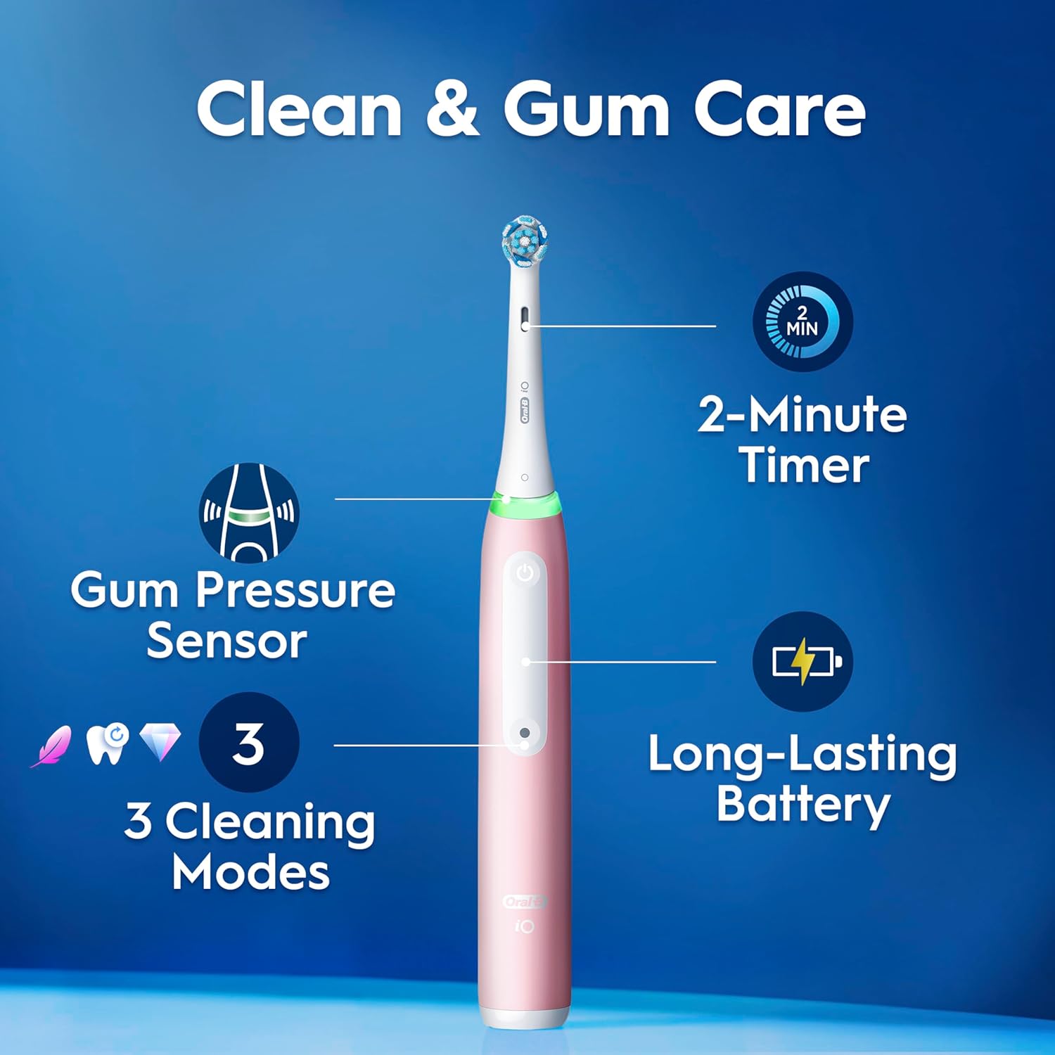 Thumbnail 2 de Oral-B iO3 Ultimate Clean Electric Toothbrush – Blush Pink