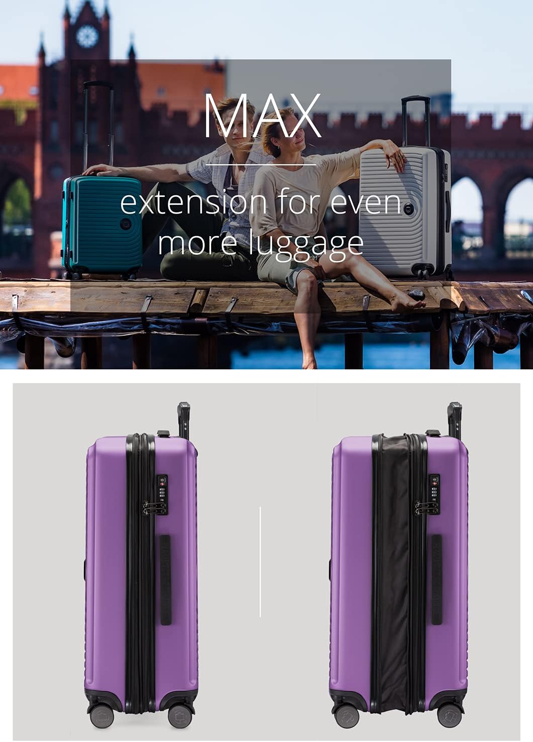 Detalle de Hauptstadtkoffer Mitte Grande Valigia Rigida con Espansione 130 L, TSA, 4 Ruote – Melanzana