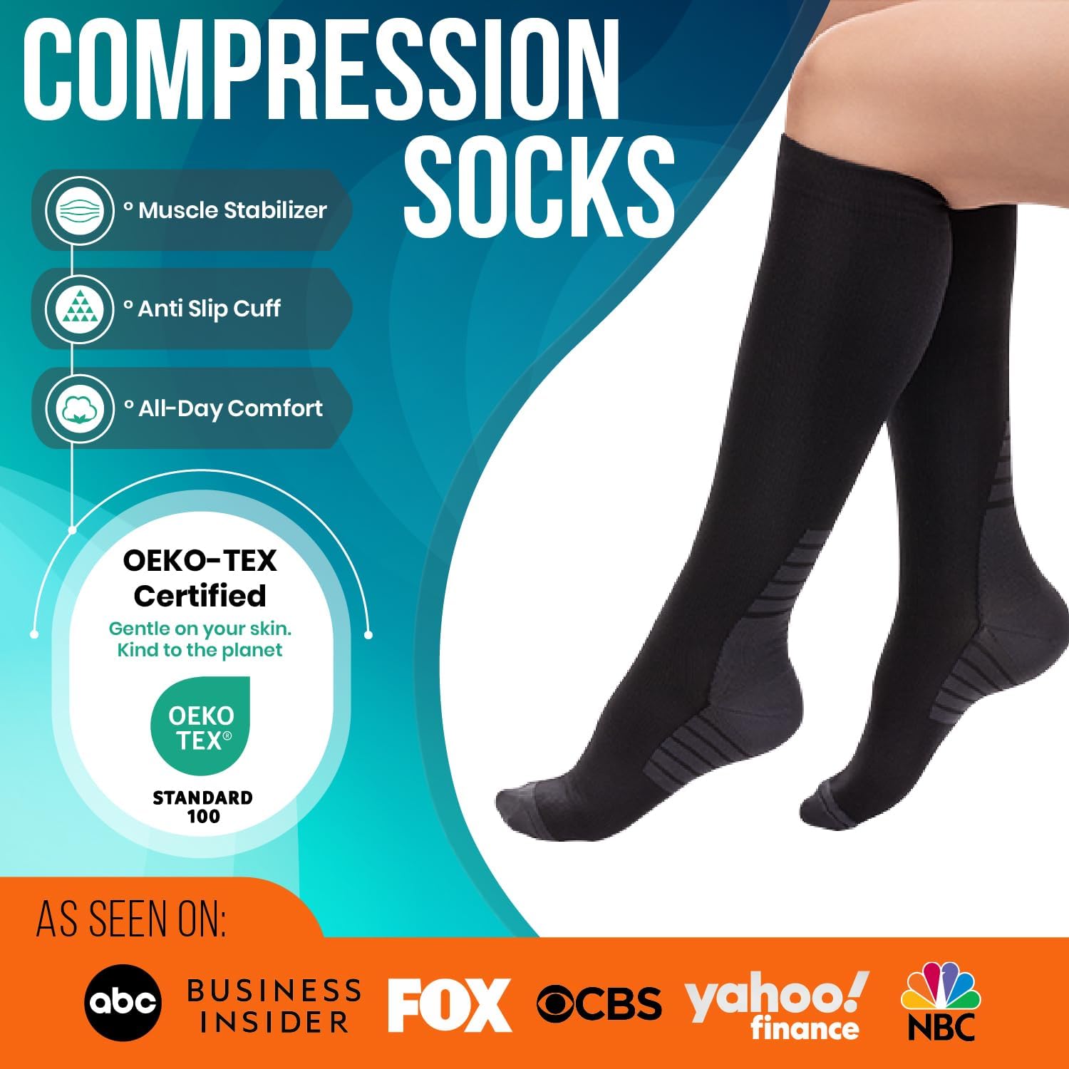 Thumbnail 2 de Compression Socks for Women & Men 20-30 mmHg for Circulation Support