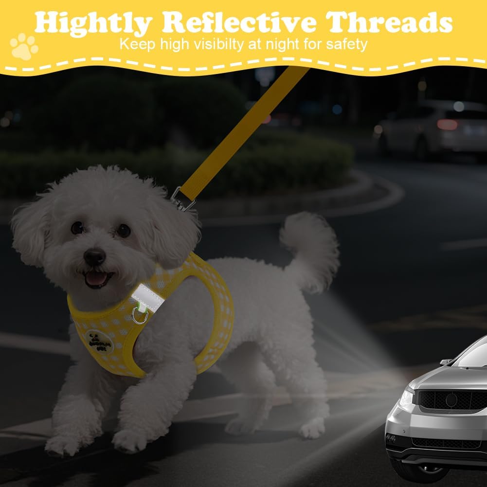 Thumbnail 4 de OFFCUP Dog Harness and Leash Set, Soft Mesh Reflective Breathable Dog Harness, No Pull Adjustable Easy Walk Lightweight Puppy Cat Vest Harnesses for Small Dogs Cats Puppies (Yellow, XS)