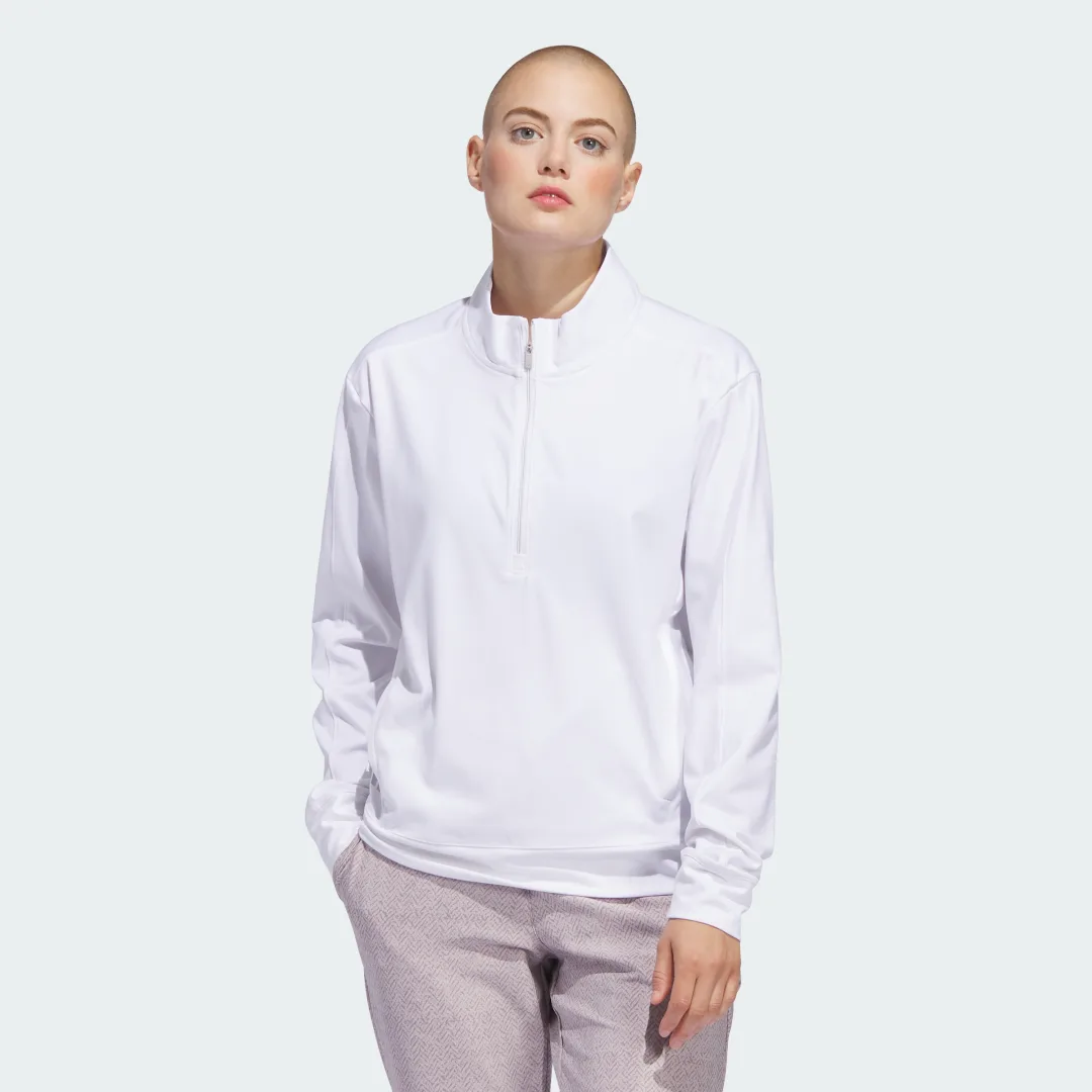 Detalle de Adidas Sudadera Ultimate365 Half-Zip Layering – Blanco