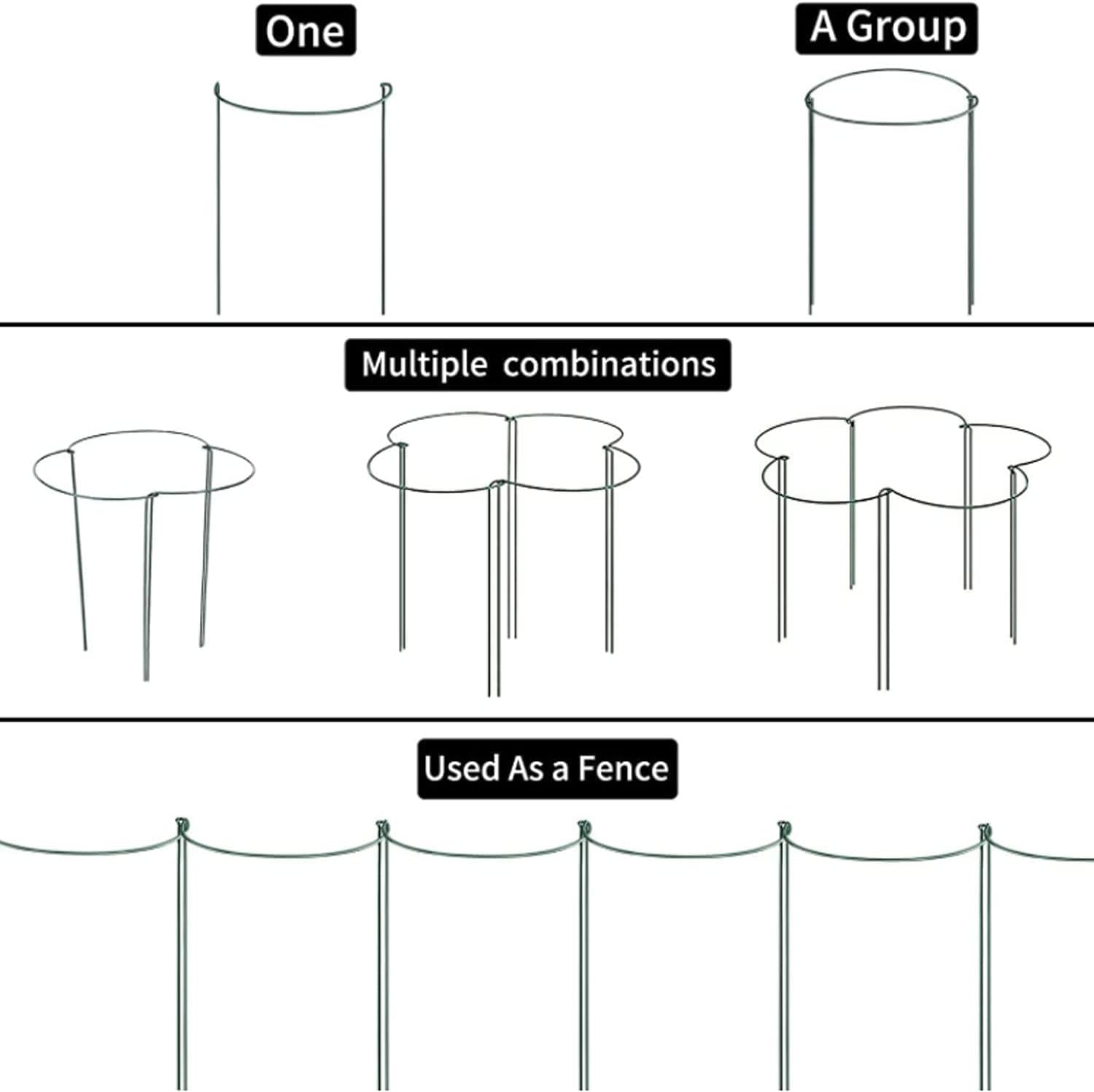 Detalle de VLYHGO 6PCS Half-Round Plant Supports (44x20cm) for Tomatoes, Roses & Flowers