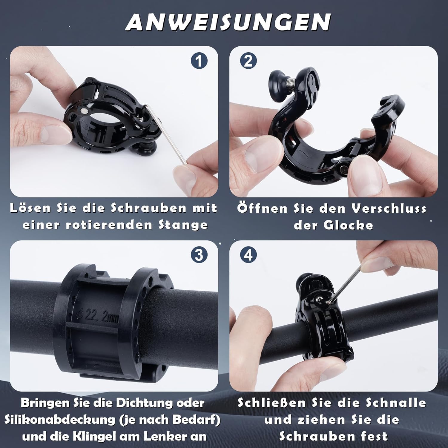 Thumbnail 6 de Fahrradklingel, innovative Aluminiumlegierung 110 dB – kompakte Lenkerhupe 22–31,8 mm, 2026 Neuheit