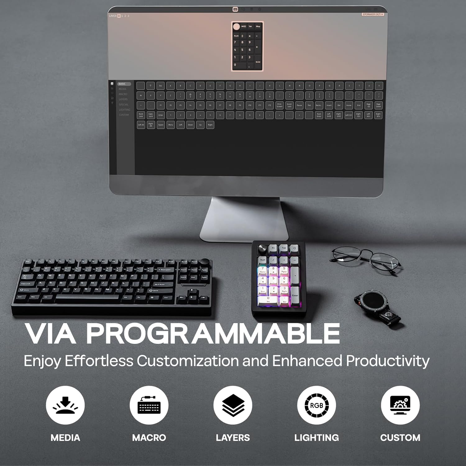 Detalle de EPOMAKER EK21 VIA hot-swap numpad