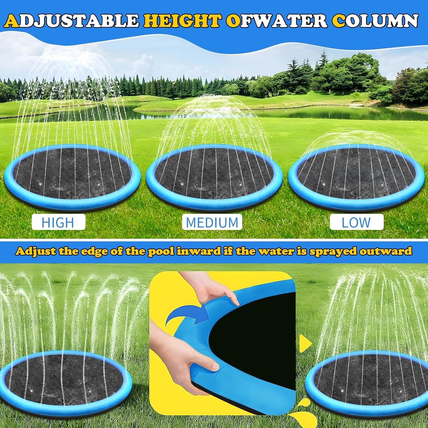 Detalle de CACSPS 67-inch Non-Slip Splash Pad for Kids and Dogs