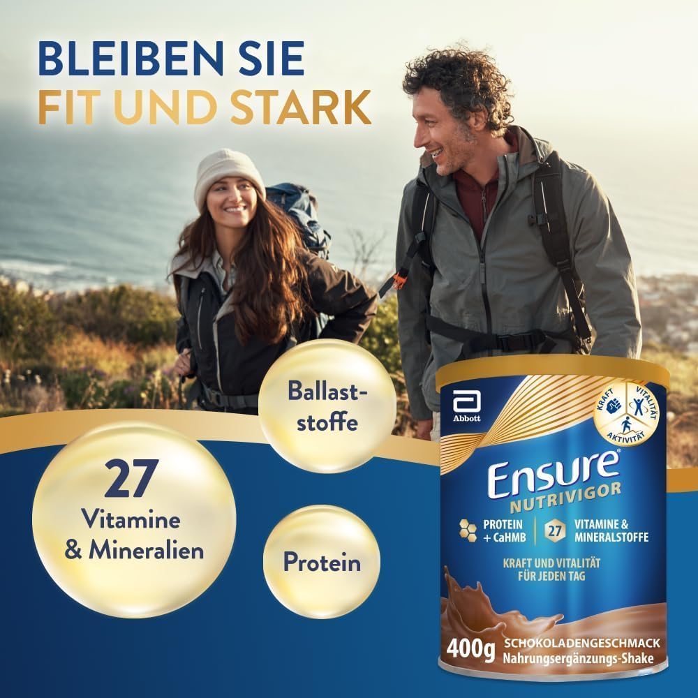 Detalle de Ensure NutriVigor Schoko 400g – Nährstoffshake für ausgewogene Ernährung und mehr Energie