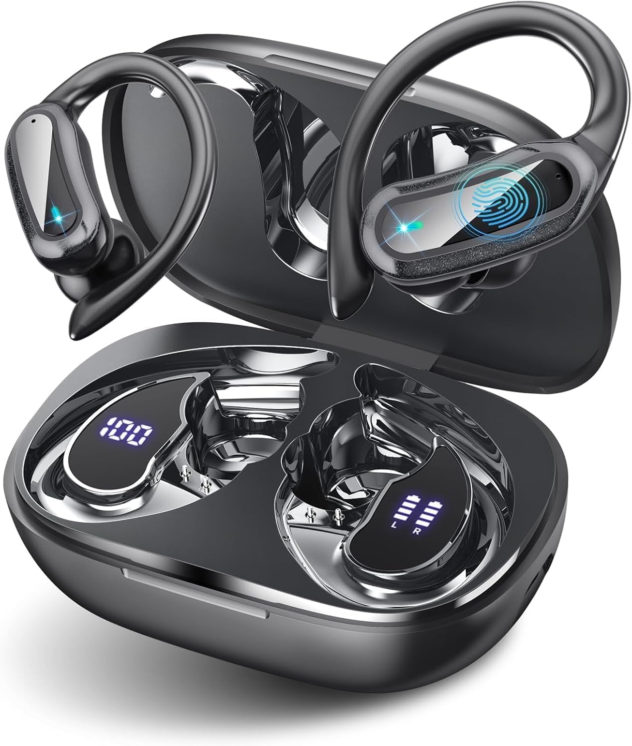 Detalle de TRAUSI Wireless Earbuds Bluetooth Headphones – 5.4ing, IPX7, 54h Case, Black