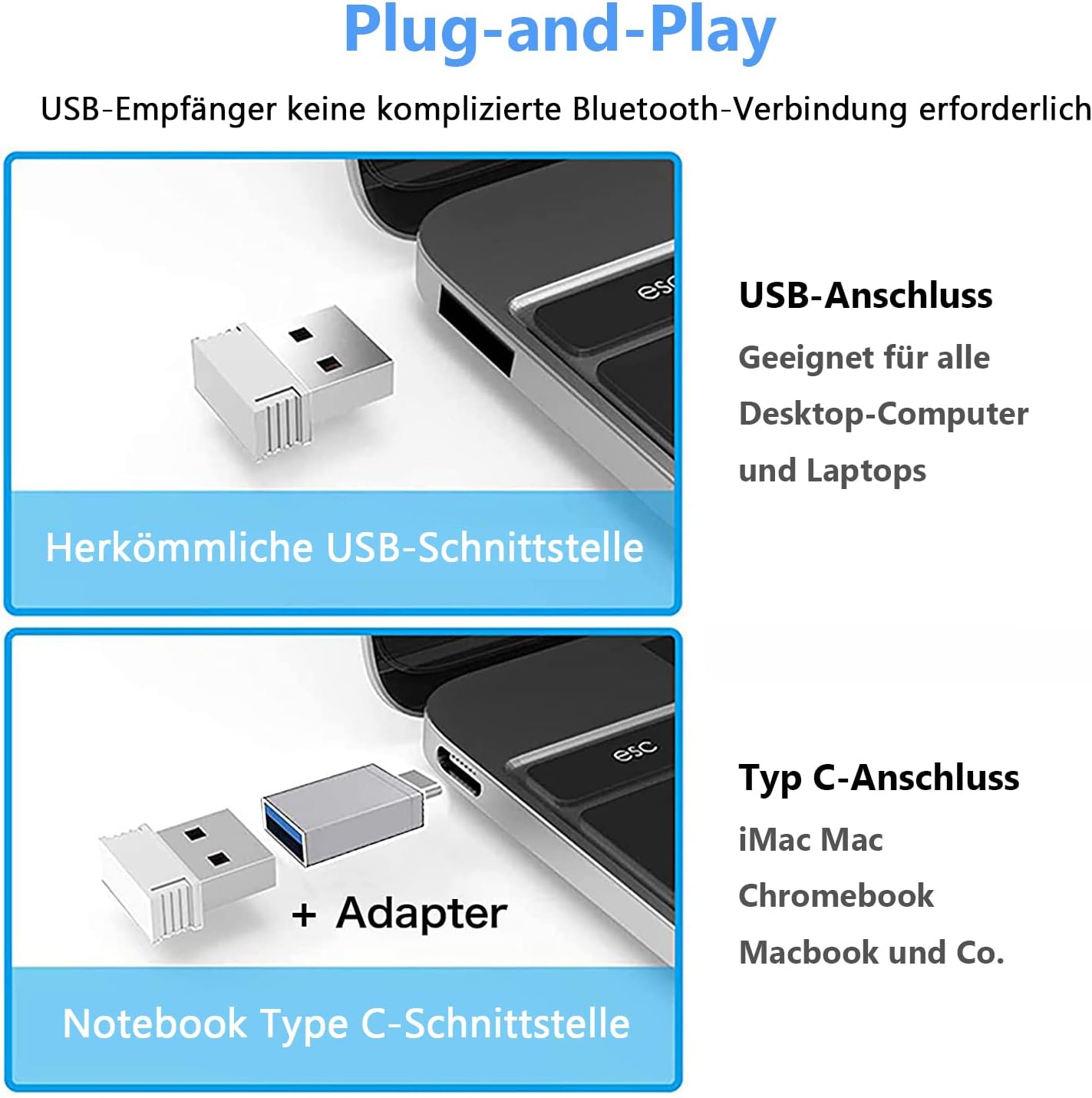 Thumbnail 3 de LEAPEST kabellose Dual-Mode Bluetooth- und 2,4-GHz-Maus (Roségold) für MacBook, iPad, Laptop & Desktop