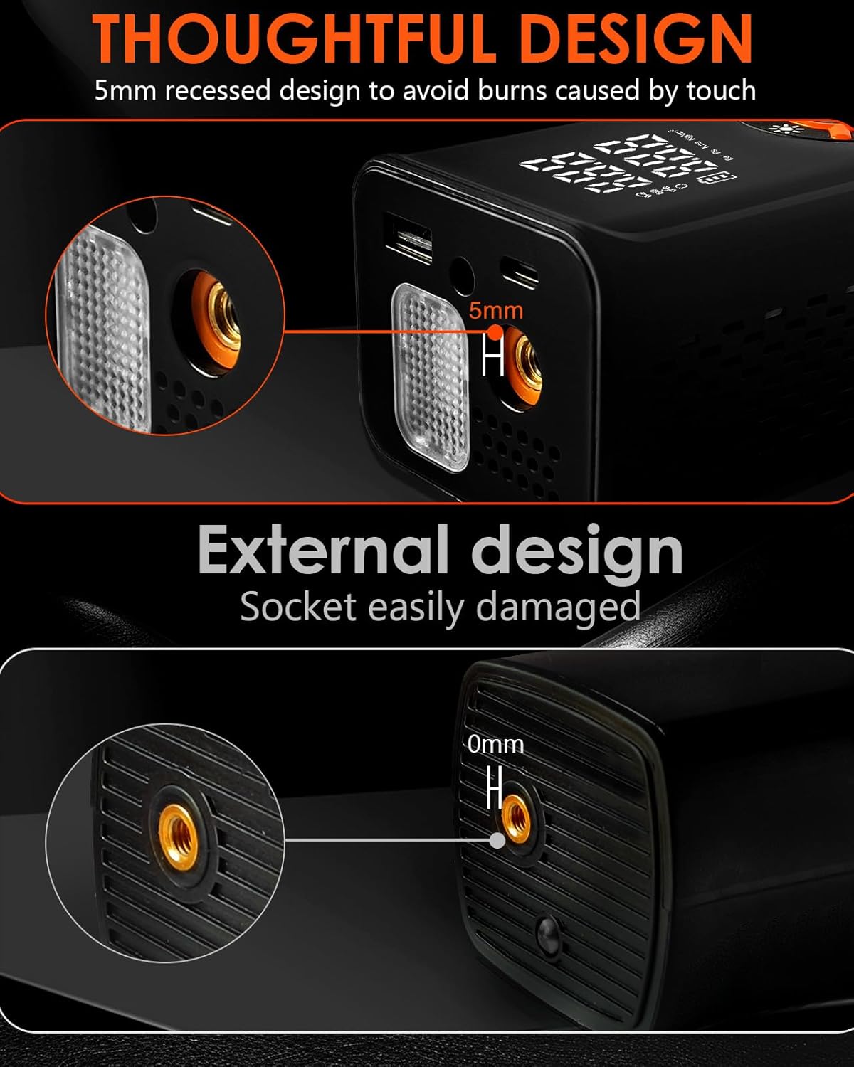 Thumbnail 6 de Timobor Tire Inflator Portable Air Compressor with Frosted Digital Gauge (Orange)