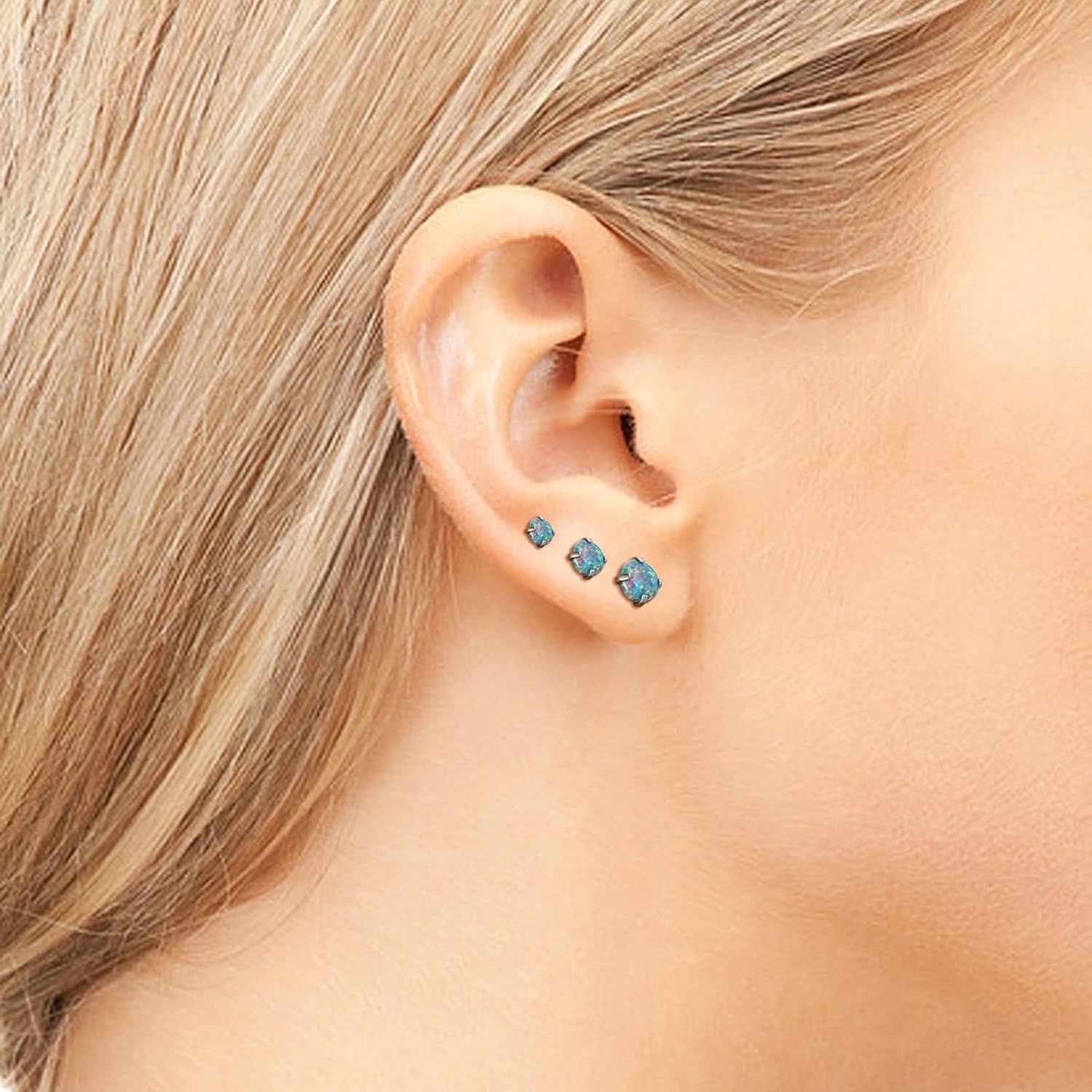 Thumbnail 3 de Lantine 16G Helix Piercing Earrings – 316L Stainless Steel with Real Opal, 5pcs/3 pairs