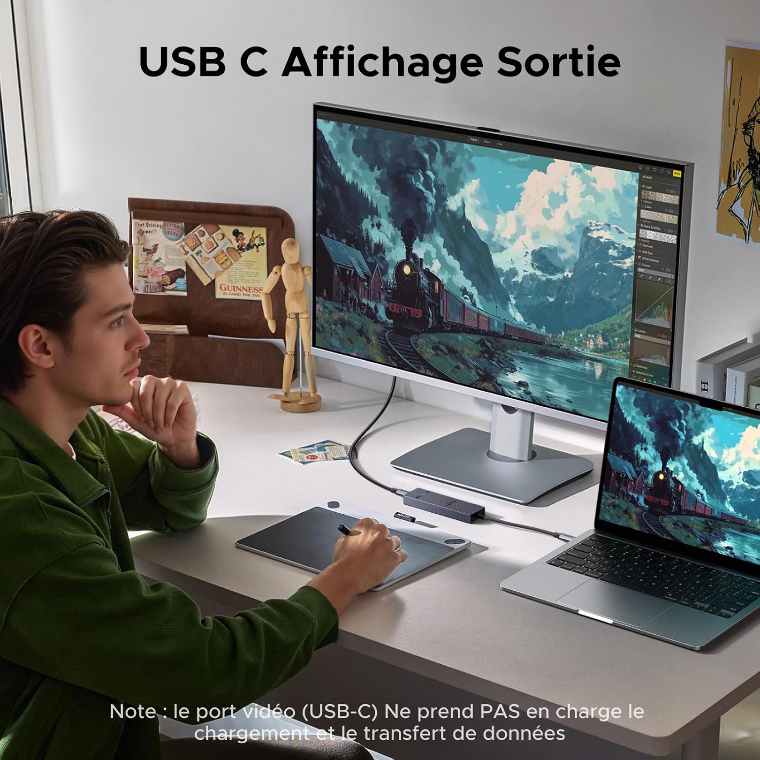 Detalle de UGREEN Revodok Pro Hub USB‑C 6‑en‑1 100W PD pour MacBook