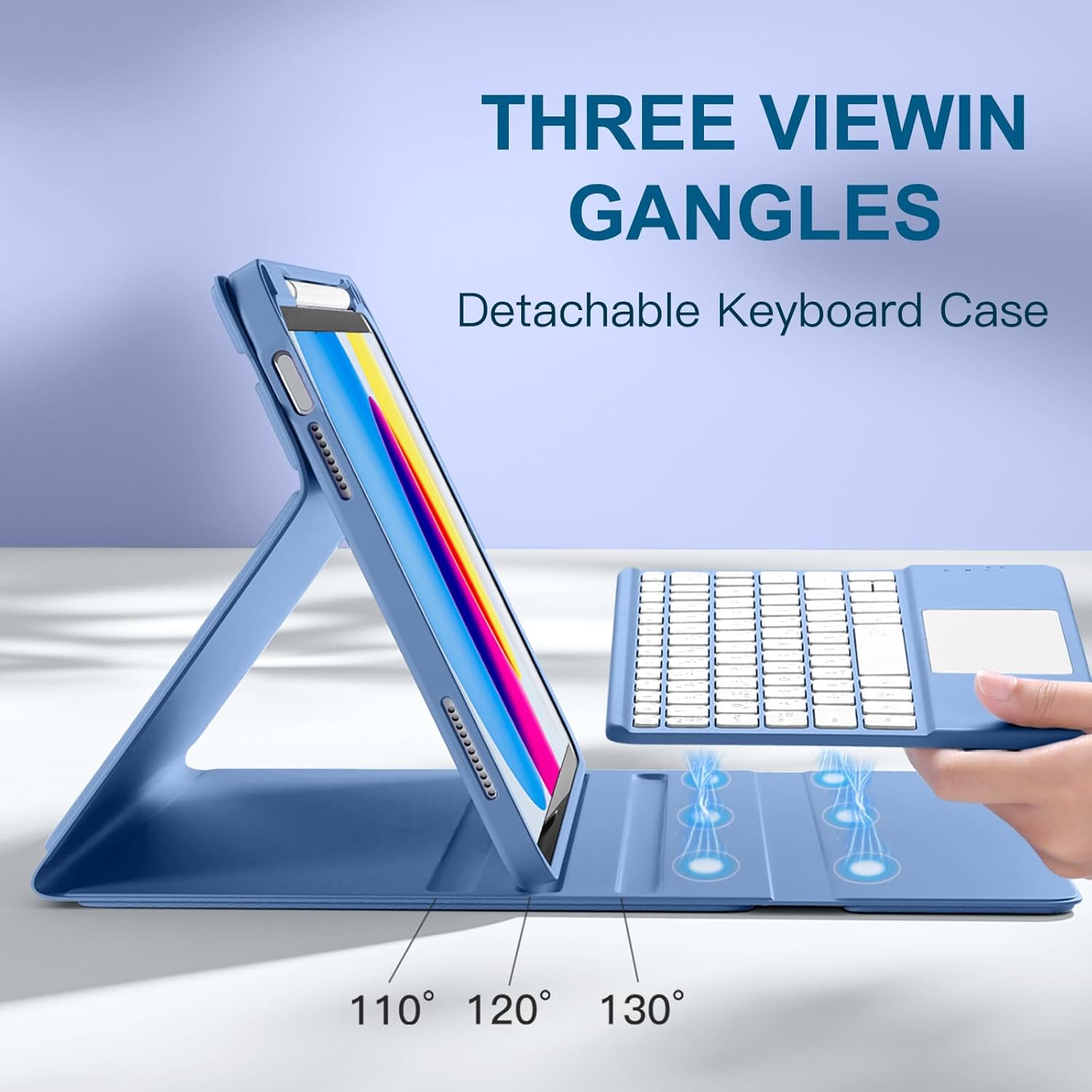 Thumbnail 4 de Vobafe Keyboard Case for iPad 10th/11th Gen (A2696/A2757/A2777) with Detachable Trackpad Keyboard – Blue