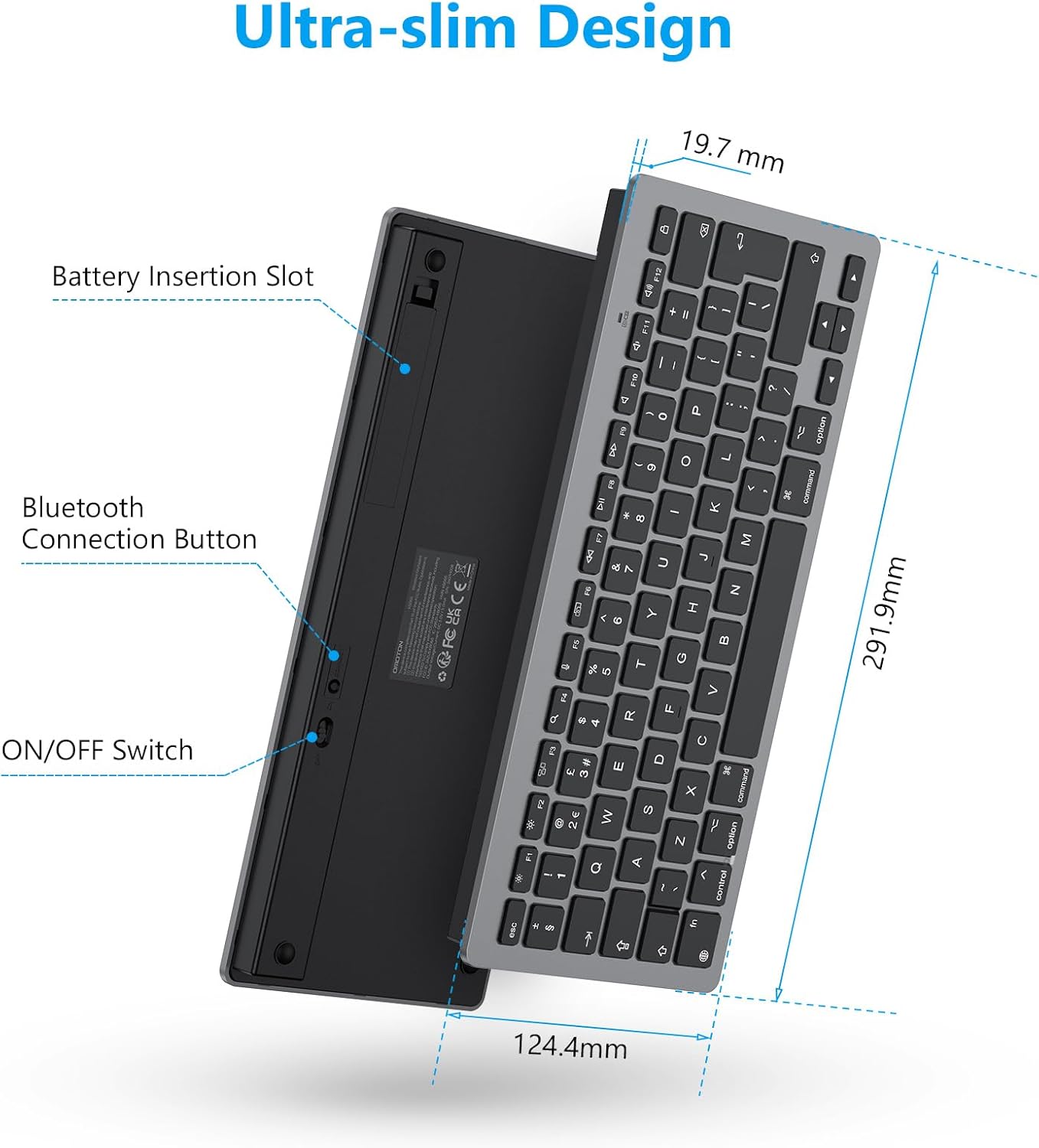 Thumbnail 4 de OMOTON Bluetooth Keyboard for Mac (UK Layout, Space Grey)