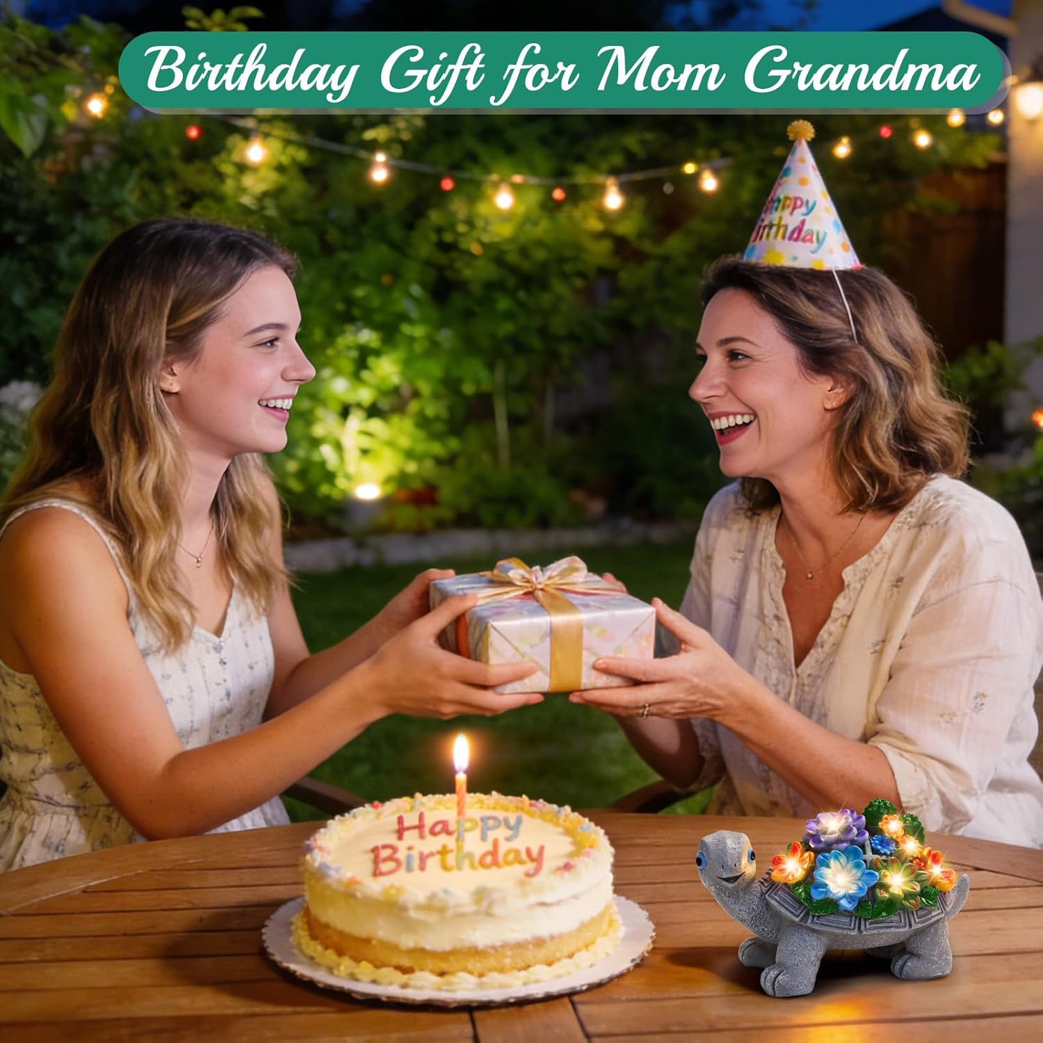 Thumbnail 2 de Linkax Solar-Schildkröte Gartendeko mit 7 LED für draußen – solarbetriebene Deko-Lampe in Natur-Optik (11 cm)