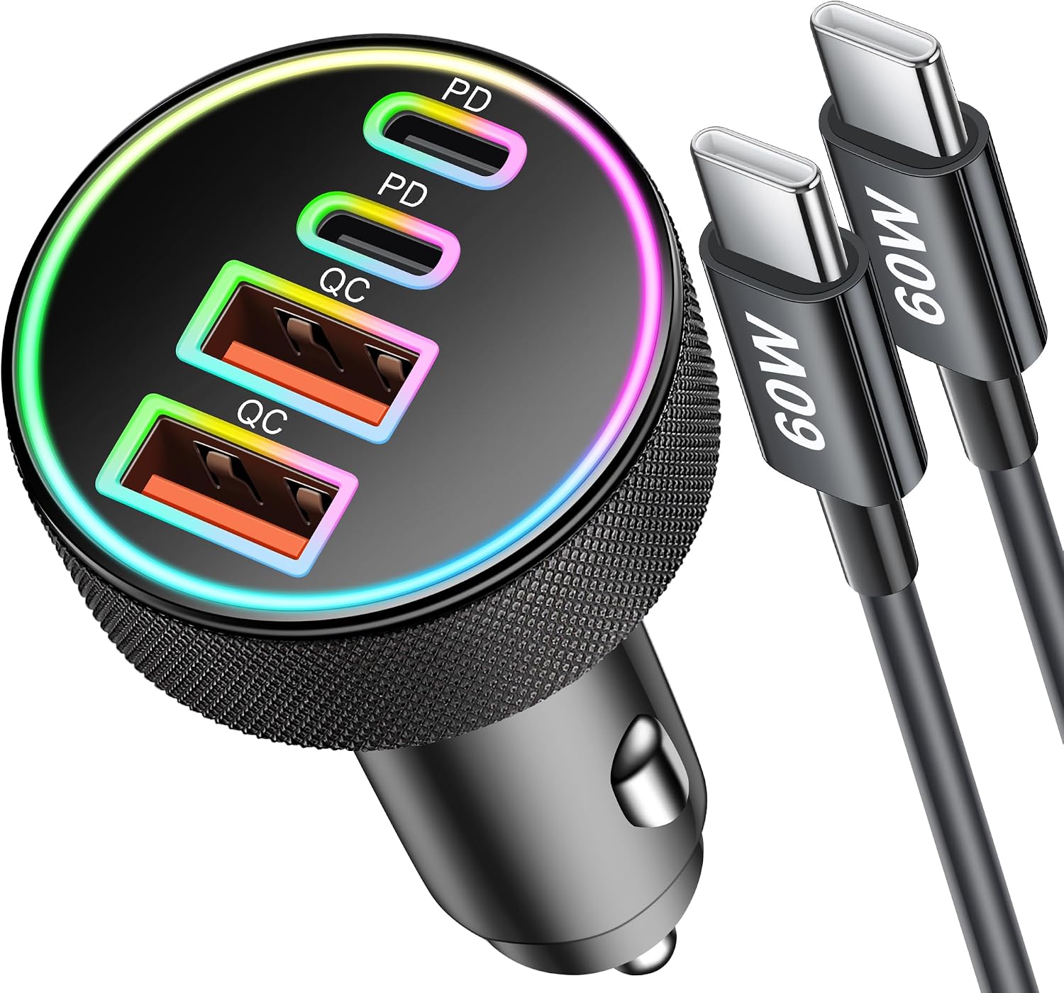 Detalle de 90W 4‑Port USB‑C Car Charger with 45W Dual Ports