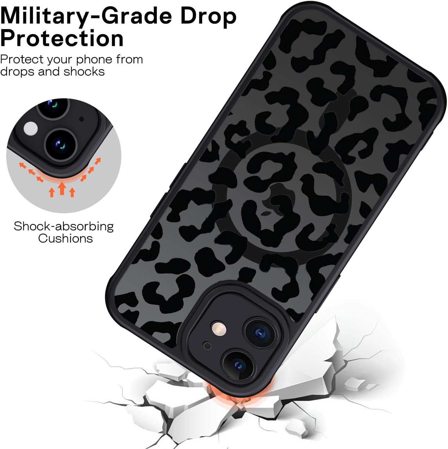 Thumbnail 3 de XTCASE Coque Magnétique pour iPhone 11 – Motif Léopard, Translucide Mat, TPU/PC, Noir