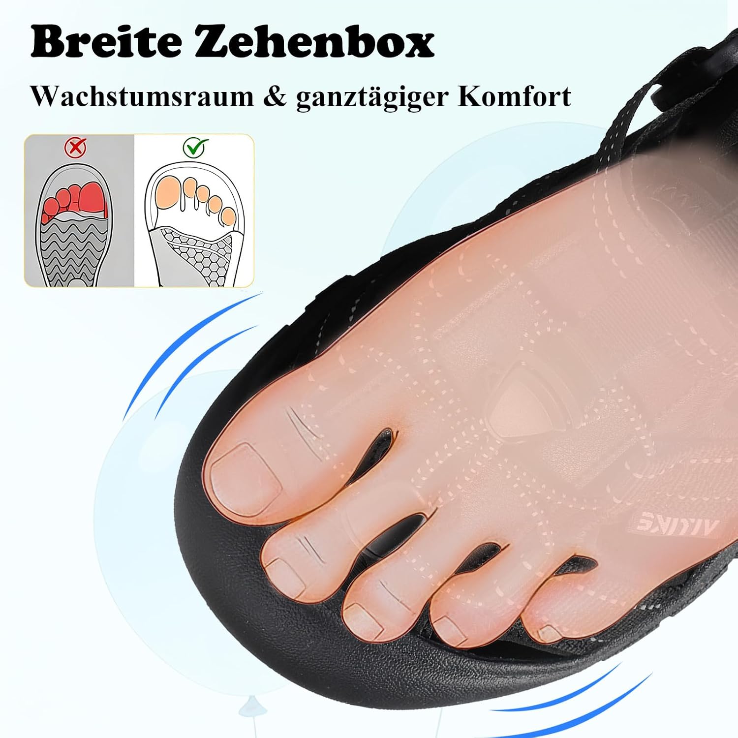 Detalle de JMFCHI SPORTS Unisex Kinder Sandalen – breite Zehenbox, atmungsaktiv, leichte Sommerschuhe