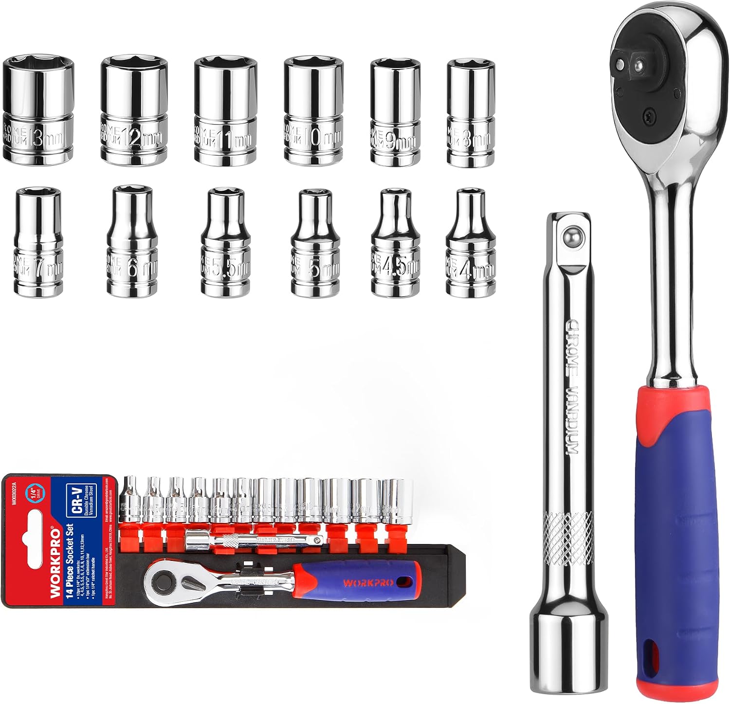 Detalle 2 de WORKPRO Set chiavi a cricchetto 1/4"