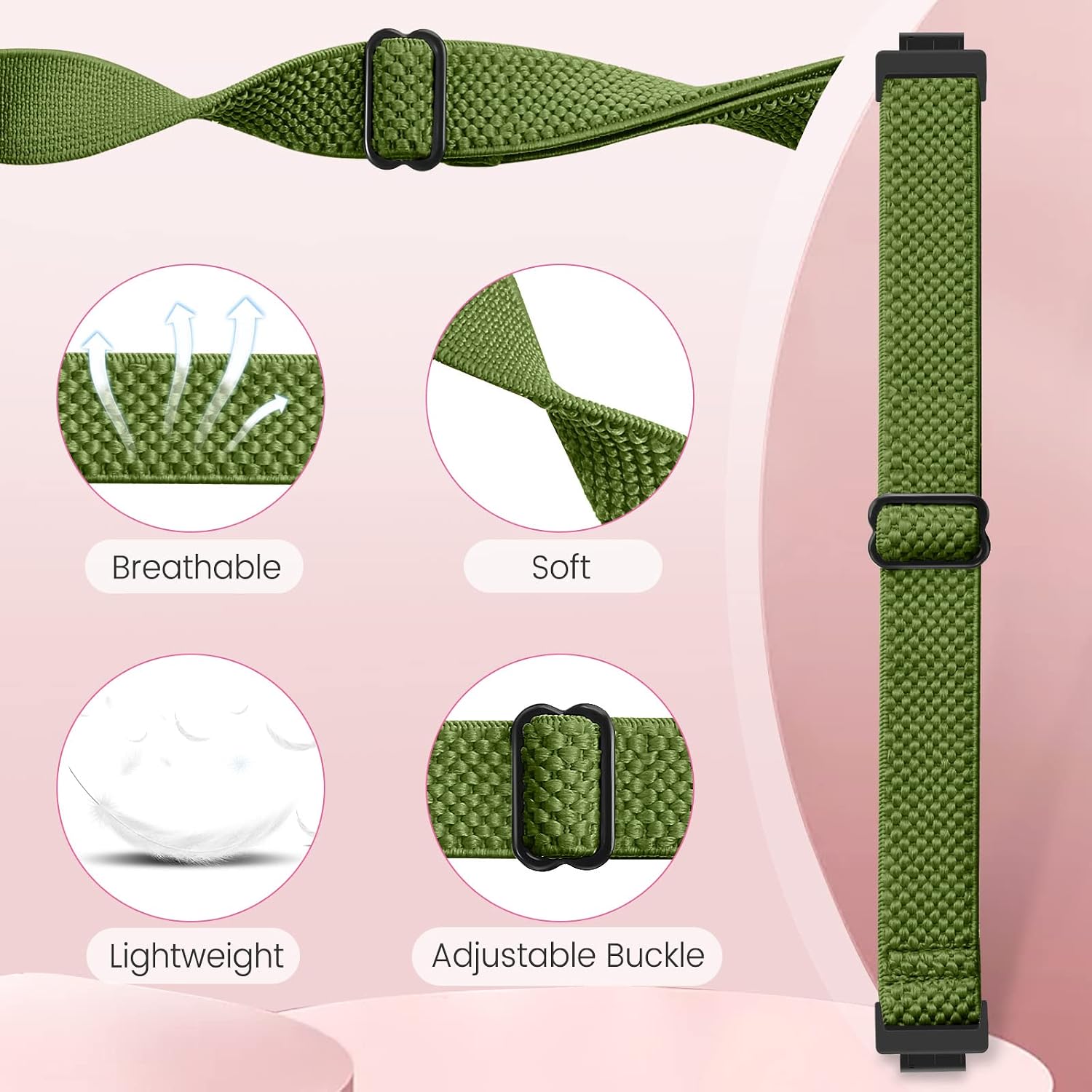 Detalle 2 de SHIJZWD Adjustable Elastic Nylon Watch Strap for Fitbit Inspire 3/Inspire 2/Inspire/Inspire HR & Ace 2/Ace 3