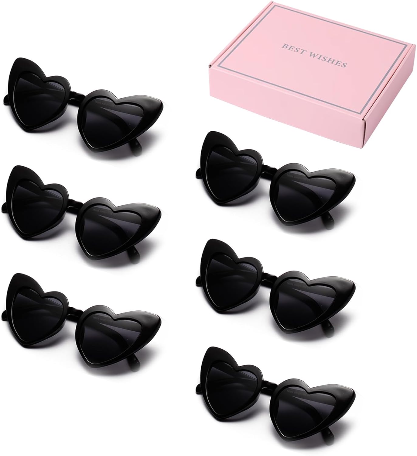 Thumbnail 2 de OWITER 6 Pack Bride Heart Shaped Sunglasses – White Heart Sunglasses for Women
