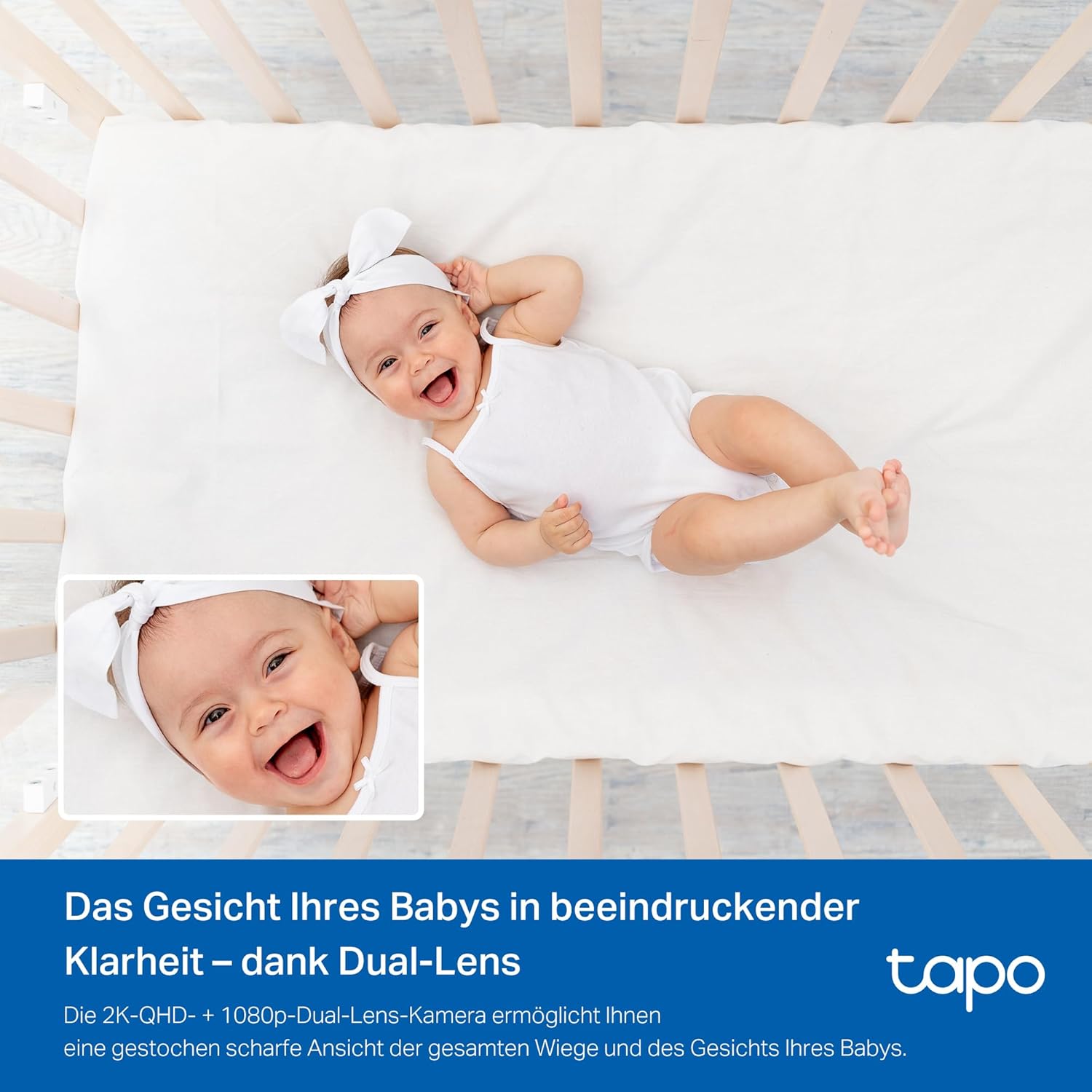 Detalle 2 de Tapo C840 Dual-Objektiv BabyCam – Dual-Lens, Babygeschrei-Erkennung, Schlafanalyse und MicroSD-Speicherung
