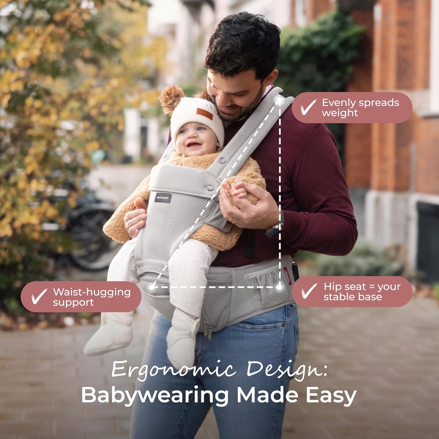 Thumbnail 6 de momcozy Baby Carrier with Hip Seat (2-in-1, forward-facing) up to 20kg, AirMesh Grey