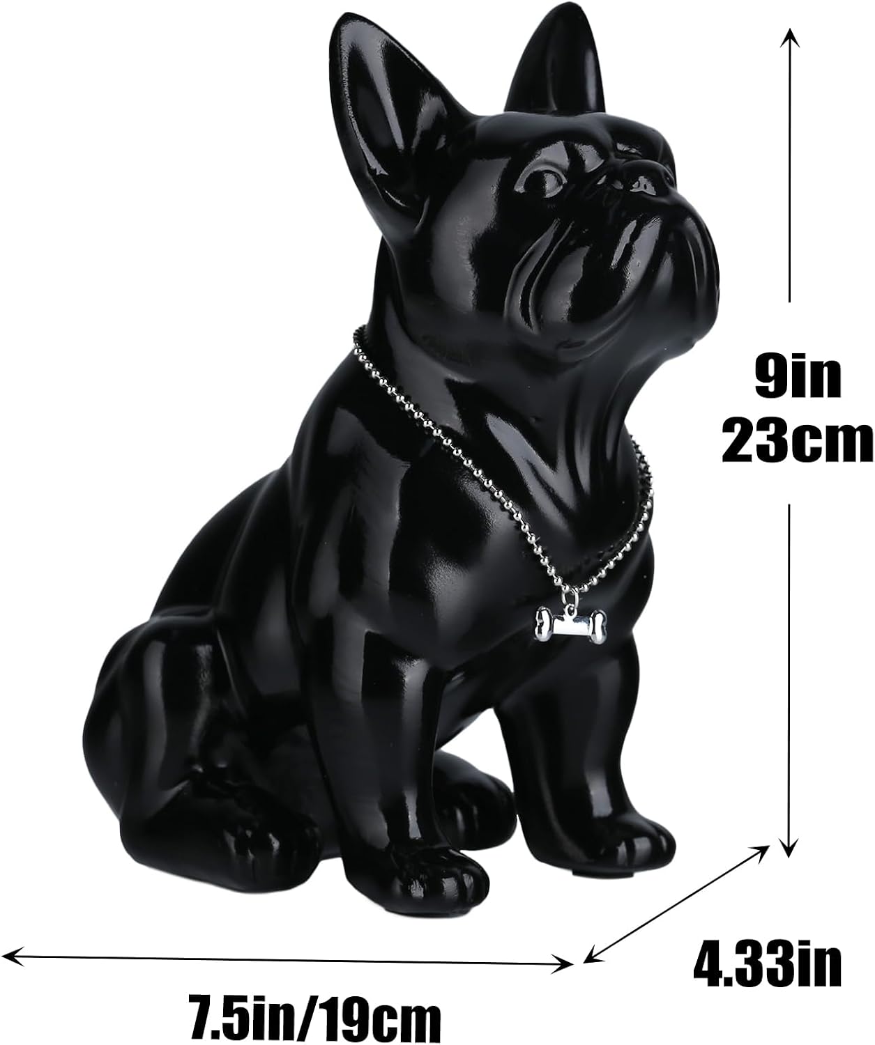 Detalle de XYQXYQ Franse bulldogbeeld van kunsthars, zwart en geschilderd