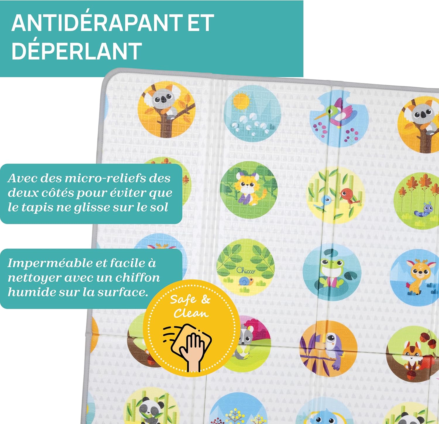 Thumbnail 6 de Chicco Tapis de jeu Maxi pliable double face Géant 200x180 cm, épaisseur 1,3 cm