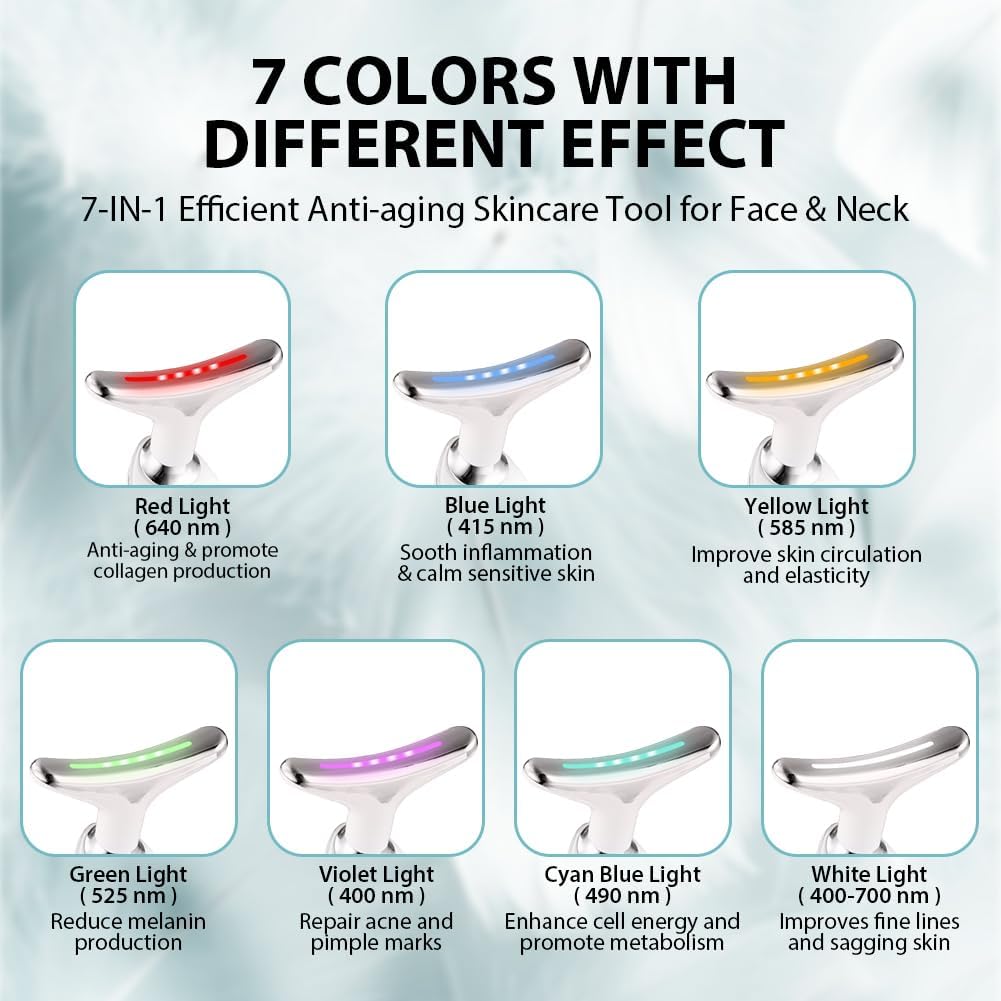 Detalle de ACWOO Face Massager: Anti‑Aging Skin Tightening Device 7 Colour 45°C
