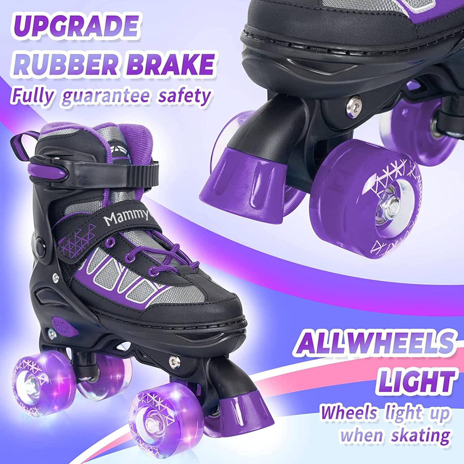 Thumbnail 1 de MammyGol Adjustable Kids Quad Skates with Light Up Wheels