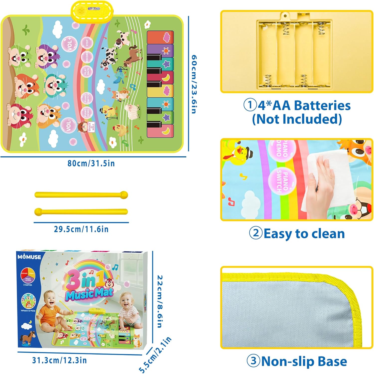 Thumbnail 6 de MOMUSE 3-in-1 Musical Play Mat 80x60cm