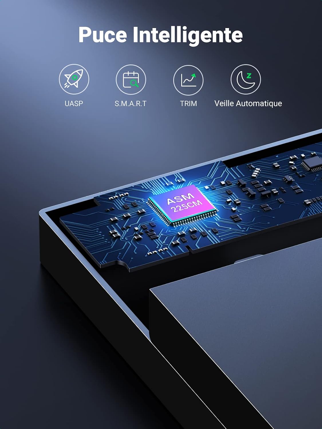 Detalle 2 de UGREEN-behuizing voor 2,5- en 3,5-inch SATA-schijven, USB 3.0 en UASP