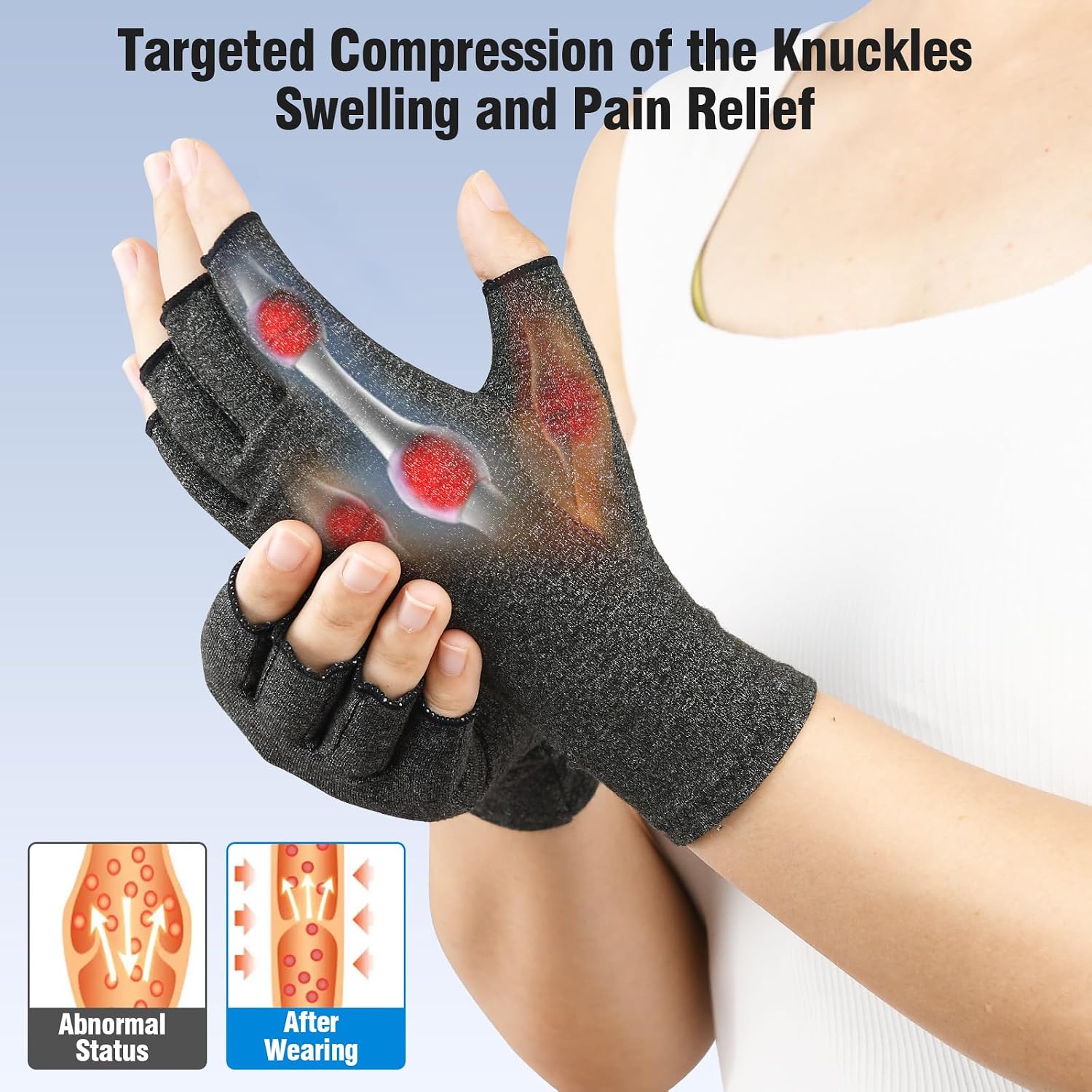 Thumbnail 2 de AovYoo Fingerless Arthritis Compression Gloves 2 pairs