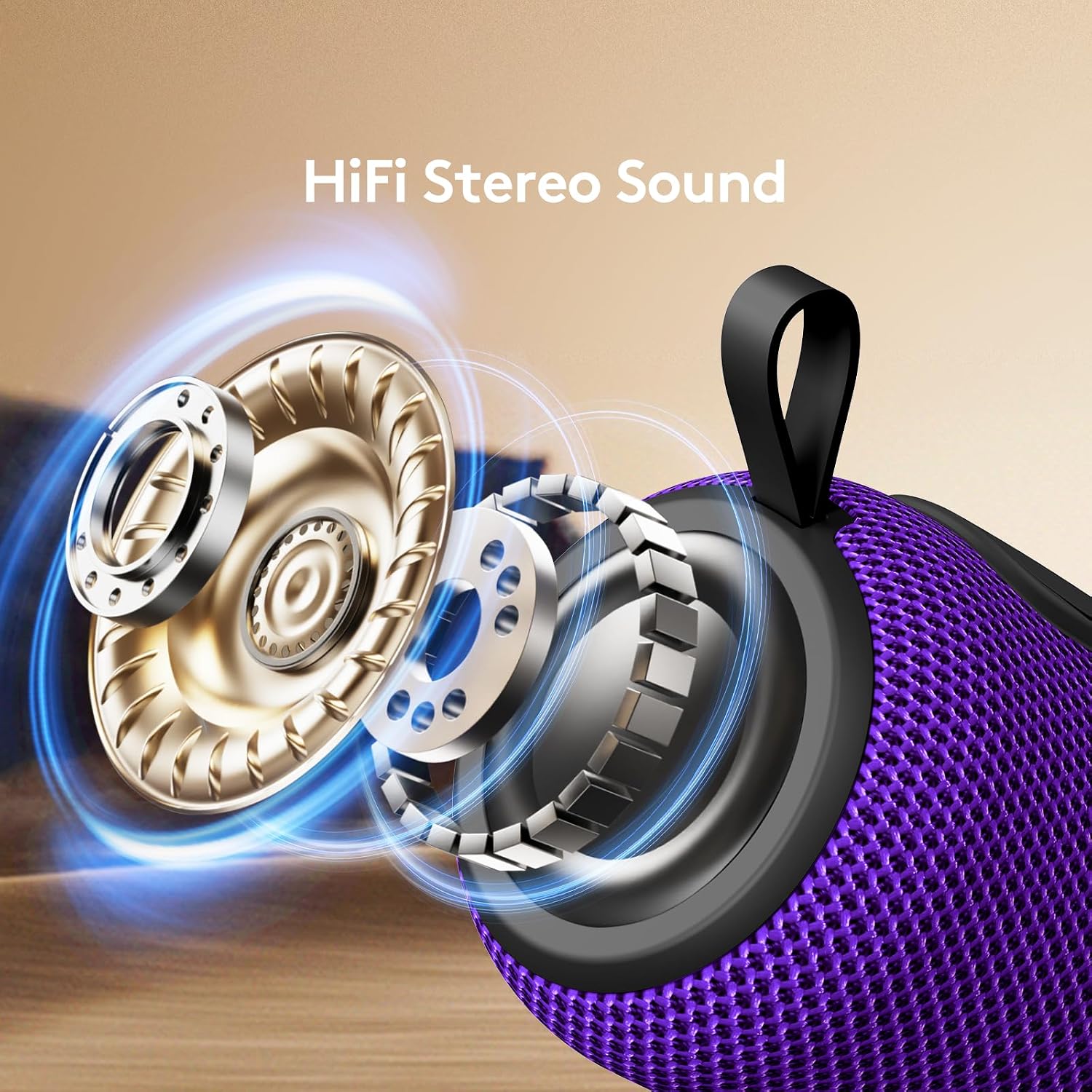 Detalle de FIGMASU Bluetooth Speaker M7: Portable Dual-Driver 360° Sound with IPX7