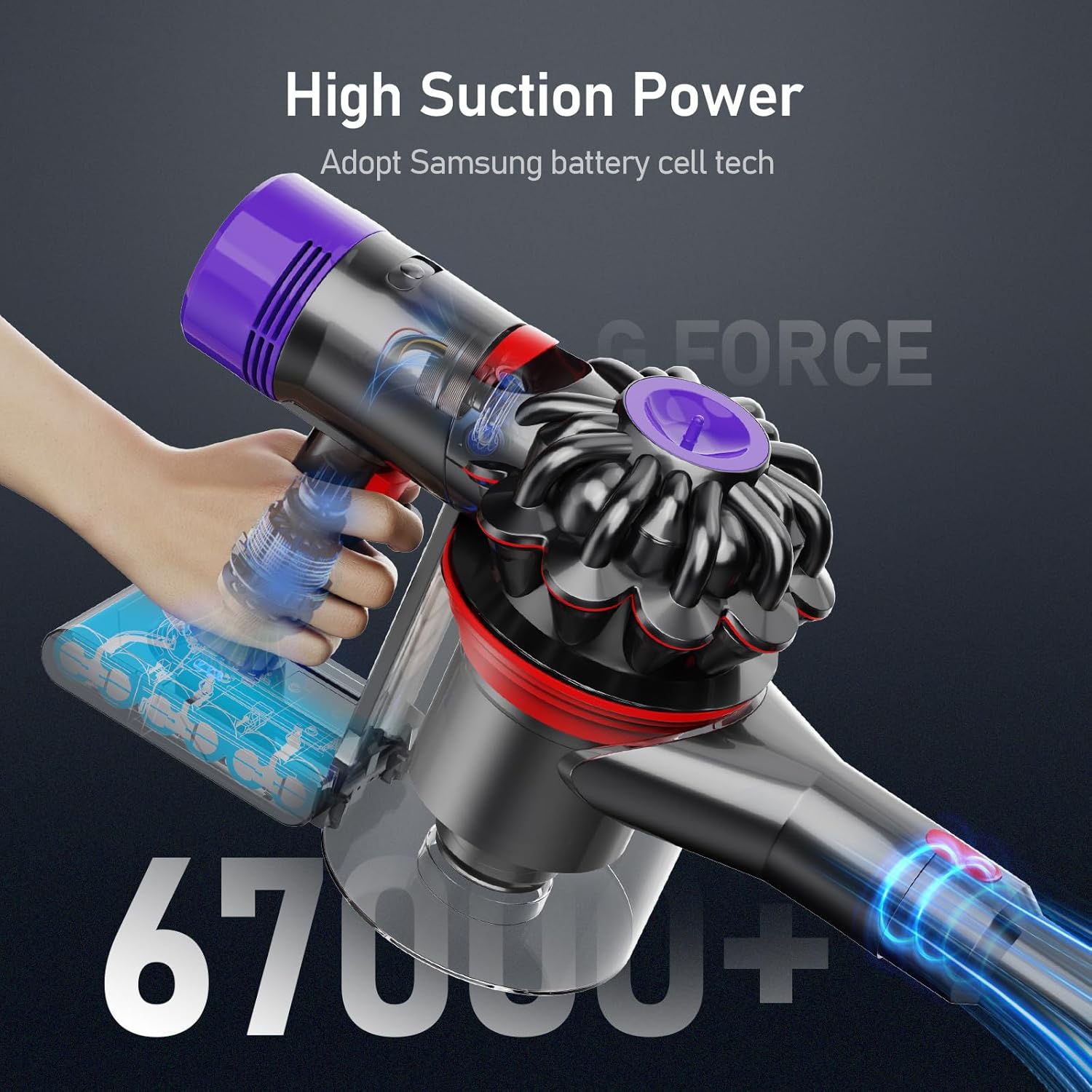 Detalle 2 de Keenstone 6500mAh Batterie pour Dyson V8 SV10 Absolute Fluffy Animal Plus Motorhead – 2 filtres inclus