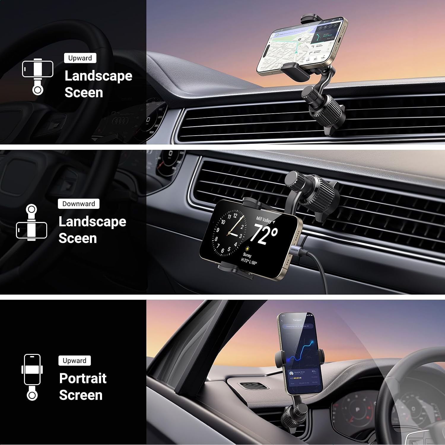 Detalle 2 de UGREEN Car Phone Holder 360° Swing Arm