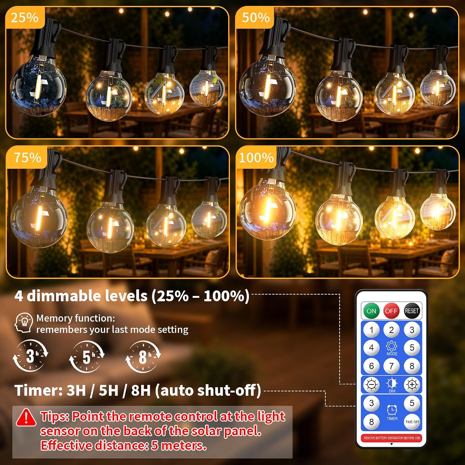Thumbnail 4 de Hoteril Luci Solari Da Esterno 15 m con 19 lampadine G40: catena solare robusta per giardino e terrazzo