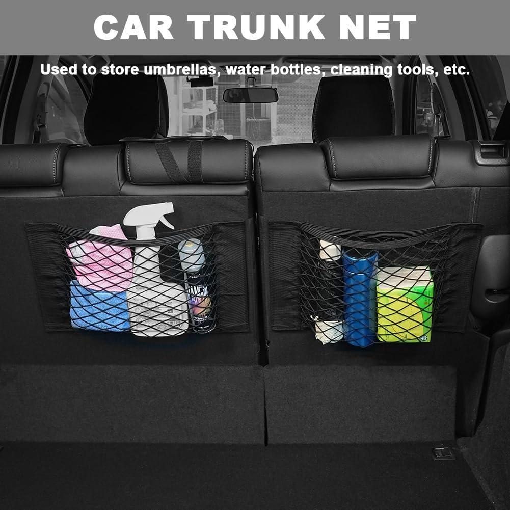 Detalle 2 de AOOWU Filet coffre voiture 6 pièces 30 x 25 cm : rangement élastique à coller