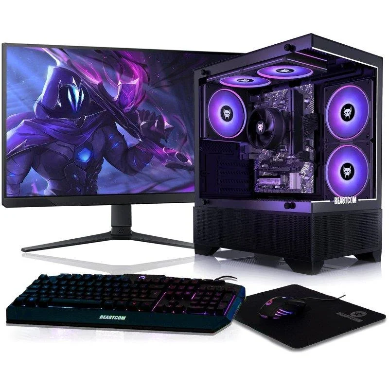 Detalle de BEASTCOM Q3: PC sobremesa con Ryzen 5, 8 GB RAM, 512 GB SSD y set gaming 24