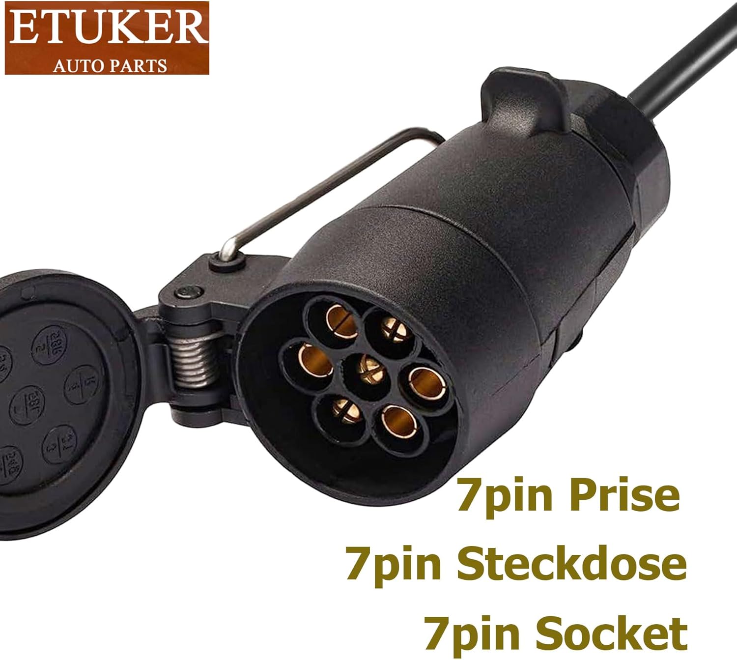 Thumbnail 3 de ETUKER Trailer Extension Coiled Cable 7pin Caravan Extension Lead 1.8M